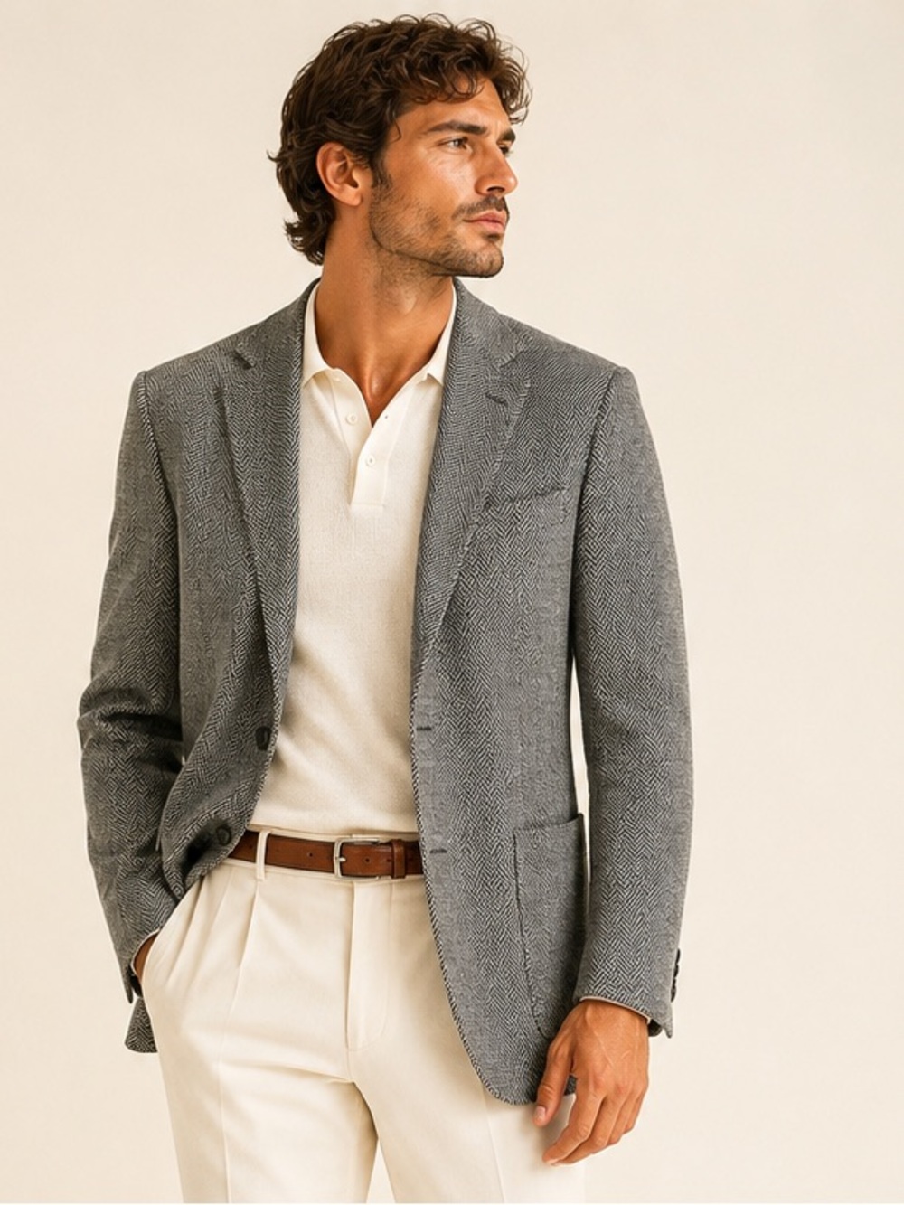 Vintage Cashmere Herringbone Blazer Quiet Luxury Rare Find Sz 42R to 44R